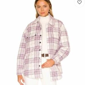 Lovers + Friends Revolve Conlee Quilted Shacket Pink Purple Size Medium